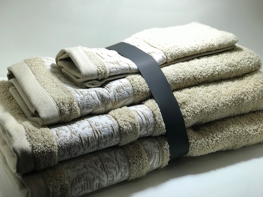 Ensemble Serviettes De Toilette EXKLUSIV HEIMTEXTIL - 4 Serviettes 50x100 Cm, Coton 500 G/m², Avec Nœud - Vert Pomme
