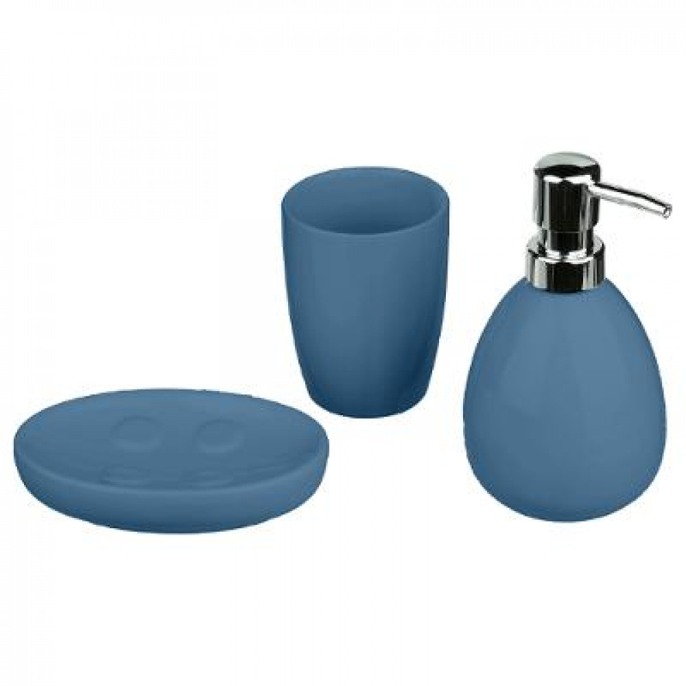 Set 3 accessoires salle de bain bleu - TANIA